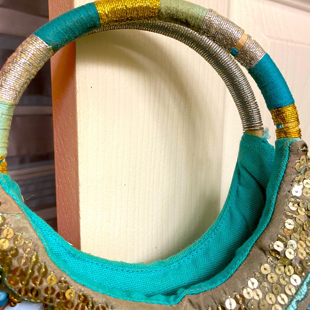 Turquoise handmade handbag